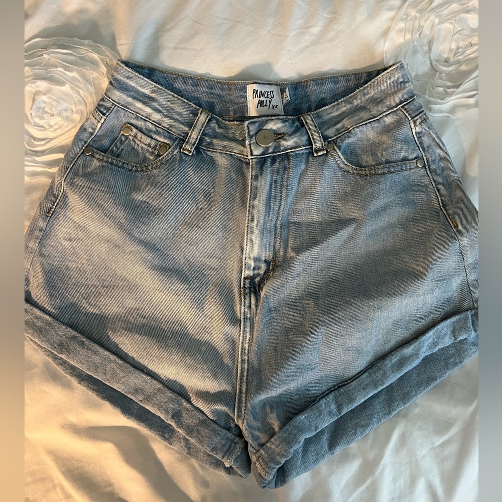 Princess Polly high waisted denim shorts